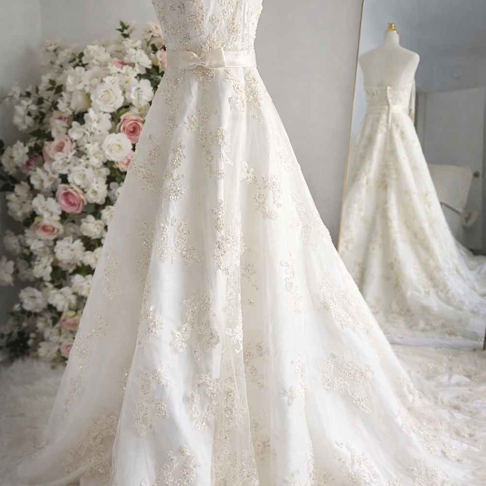 Ivory Embroidered A-Line Wedding Gown